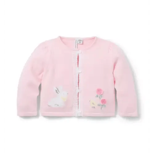 Baby Pale Pink The Bunny Baby Cardigan by Janie and Jack