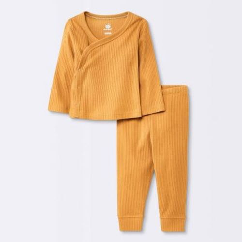 Baby 2pc Wide Ribbed Side Snap Top & Bottom Set - Cloud Island™ Bronze Newborn