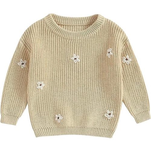 Karwuiio Toddler Baby Girl Boy Knit Sweater Round Neck Long Sleeve Pullover Sweatshirt Fall Winter Clothes