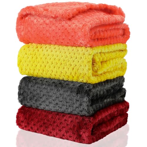 Frienda 4 Pcs Baby Fuzzy Blanket Fluffy Baby Blanket for Boys Girls Soft Warm Infant Newborn Toddler Receiving Nursery Bed Supplies, 32 x 24 Inch(Bright Color)