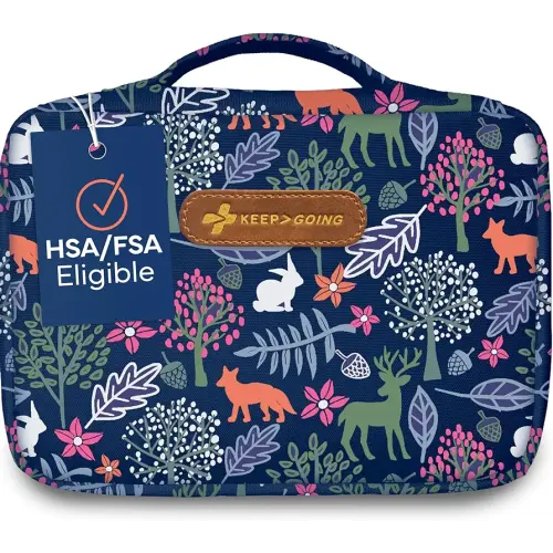 KeepGoing Large Home First Aid Kit for Kids – 270 Pc. First Aid Kit for Car, Home, Dorm, & Boat with Latex-Free Bandages – 10 x 7 x 3.5 in. Travel First Aid Kit (Woodland)