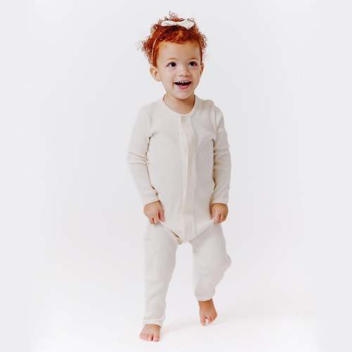 whipped cream ribbed cotton magnetic fuss free coverall – Magnetic Me 3-6m