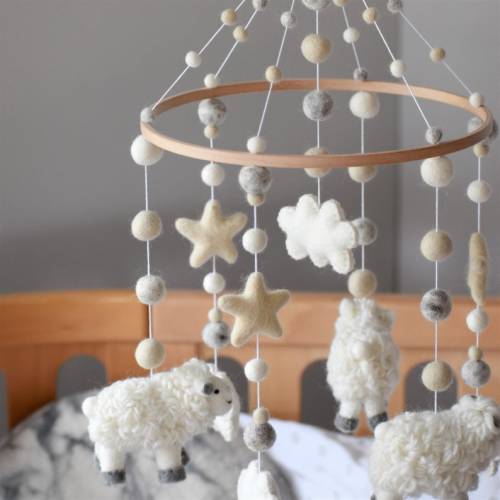 Baby Mobile Neutral Sheep Nursery