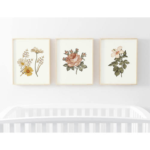 Peyton's Vintage Floral Bundled Nursery Wall Art