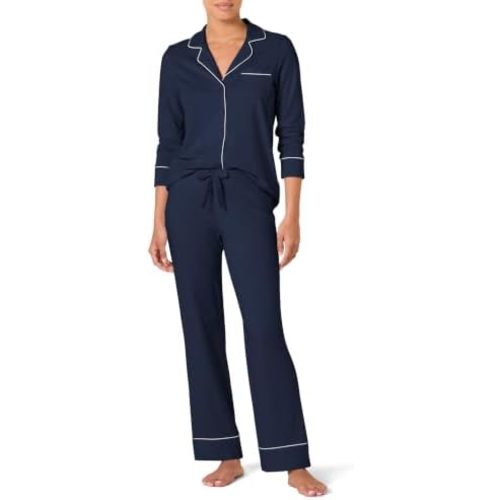 Amazon Essentials Women's Long Sleeve Cotton Modal Pajama Set, Loungewear with Full-Length Bottom