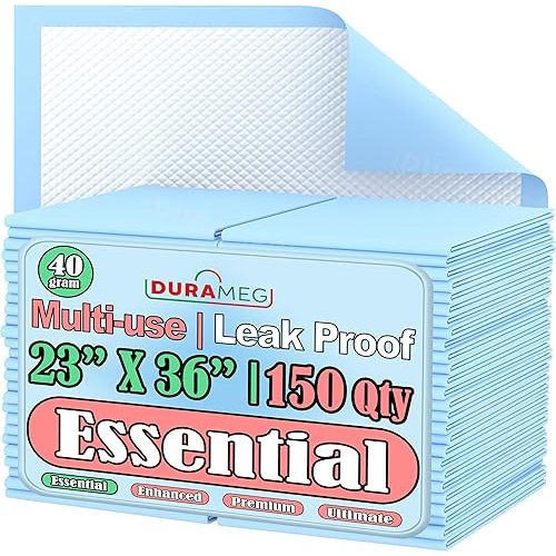 Chucks Pads Disposable [150-Pads] Underpads 23” X 36” Incontinence Chux Pads Absorbent Fluff Protective Bed Pads, Pee Pads for Babies, Kids, Adults & Elderly | Puppy Pads Large for Training Leak Proof