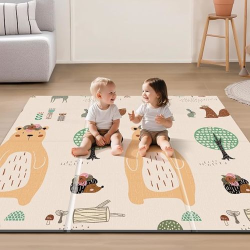 UANLAUO Baby Mat for Floor - Foldable Baby Play Mat for Babies Toddlers, 59" X 59" Extra Large Infant Playmat Foam Mats for Kids Waterproof, Reversible Portable Playmat for Babies, Indoor, Outdoor