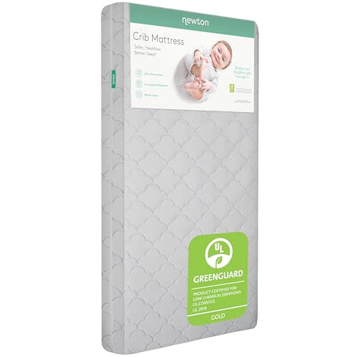 Newton Baby Crib Mattress and Toddler Bed - Ultra-Breathable Proven to Reduce Suffocation Risk, Washable Core & Cover, 2-Stage, Plush 5.5" Thick- Moonlight Grey