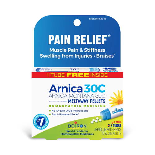 Boiron Arnica Montana 30C Bonus Pack, Homeopathic Medicine for Pain Relief, Muscle Pain & Stiffness, Swelling from Injuries, Bruises, 240 Pellets HSA/FSA Eligible