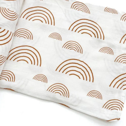 Muslin Swaddle Blanket - Caramel Rainbow