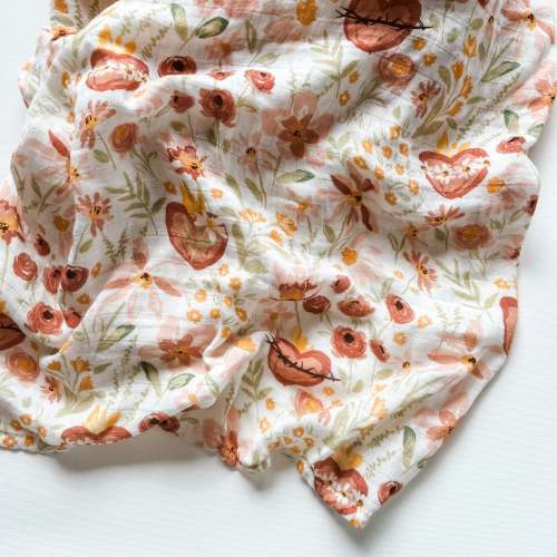 Holy Family Hearts Swaddle