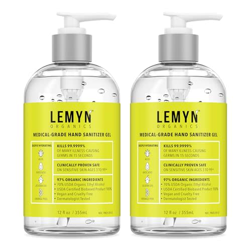 Lemyn Organics Medical Grade Hand Sanitizer Gel - 97% ORGANIC - 12 FL.OZ. (PACK OF 2)