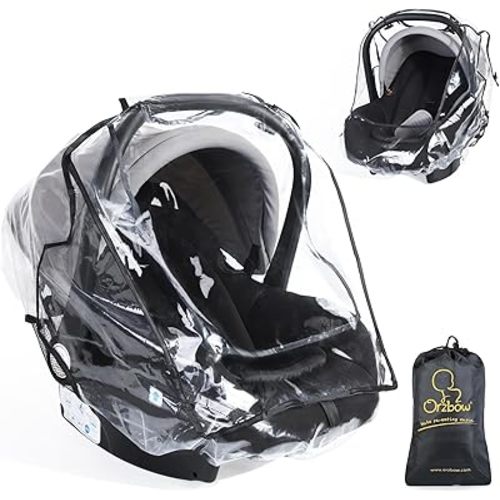 Car Seat Rain Cover Universal, Food Grade EVA, Waterproof Weather Shield for Infant Car Seat with Storage Bag, Baby Car Seat Stroller Rain Cover Features Side Ventilation, Quick-Access Roll-Up Door