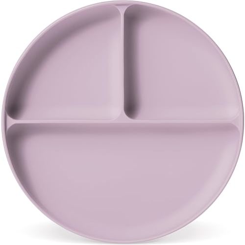 Simple Modern Silicone Plate for Baby and Toddler | Divided and Microwave Safe Plates for Kids | Parker Collection | Lavender Mist
