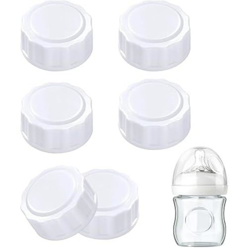 (6-PCs) Travel Bottle Caps Compatible with Avent Bottles-Baby Bottle Lid-Bottle Lids Replacement-Rewritable Sealing Discs for Avent Wide Mouth Bottles-Travel Caps