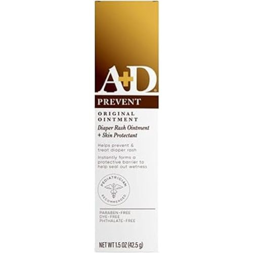 A+D Original Diaper Rash Ointment - Prevents & Protects Against Diaper Rash - Moisturizing Skin Protectant With Vitamins A & D - Healing Skin Ointment for Dry and Cracked Skin - 1.5oz