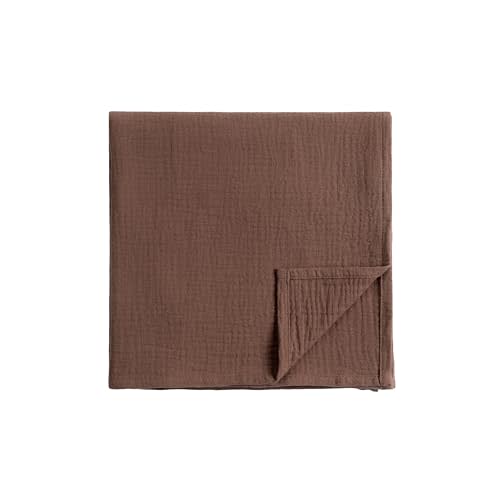 Meracorallo Muslin Swaddle Blanket, 100% Organic Cotton Receiving Blanket Soft and Breathable Swaddle Wrap for Baby Boys and Girls, Brown
