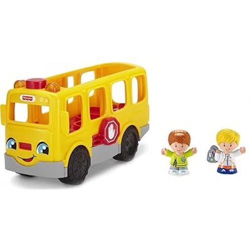 Fisher-Price Little People Musical Toddler Toy Sit with Me School Bus with Lights Sounds & 2 Figures for Pretend Play Kids Ages 1+ Years