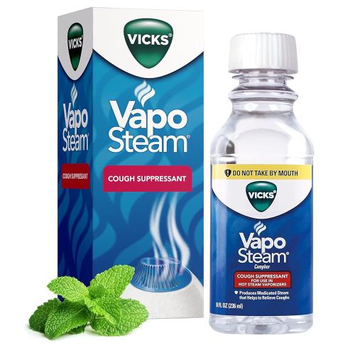 Amazon.com: Vicks VapoSteam Medicated Liquid with Camphor, a Cough Suppressant, Helps Relieve Coughing, for Use in Vicks Vaporizers and Humidifiers, FSA and HSA Eligible, 8 Oz