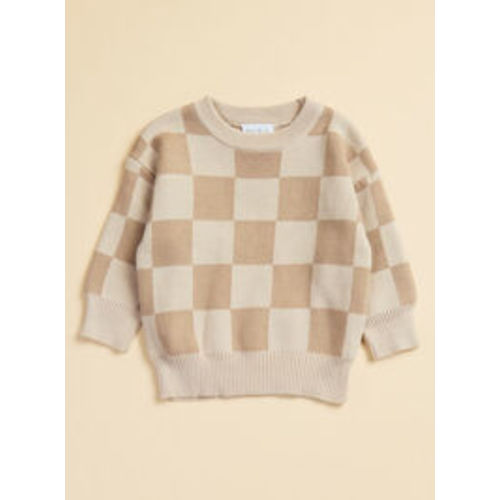 Leo Checkered Sweater in Taupe | Tullabee