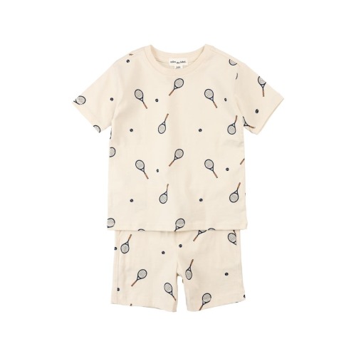 Tennis Print Organic Cotton Jersey T-Shirt & Shorts Set, 9M