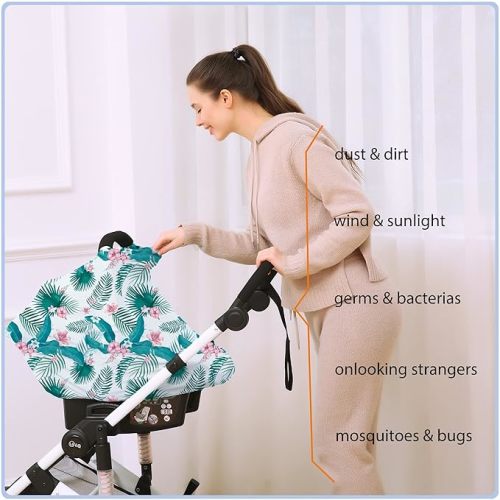 Car Seat Covers for Babies - Multi- use Nursing Carseat Canopy, Breastfeeding Covers, Baby Shower Gifts for Boys and Girls (Tropical Flower) - tropical flower