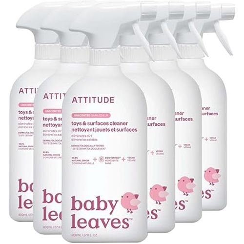 ATTITUDE Toy and Surface Cleaner, EWG Verified Multi-Surface Products, Vegan, Naturally Derived Multipurpose Cleaning Spray, Unscented, 27.1 Fl Oz (Pack of 6)