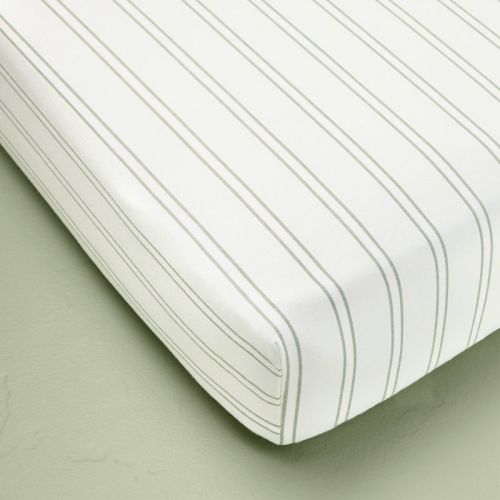 Green Stripes Cotton Percale Fitted Crib Sheet - Hearth & Hand™ With Magnolia