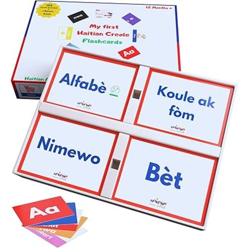Haitian Creole Flashcards - Learn Creole for Toddlers, Kids, and Adults - Colors, Alphabet, Numbers, Animals, Shapes - A Fun Addition to Haitian Creole Books - Thick, Durable, Double-Sided Cards