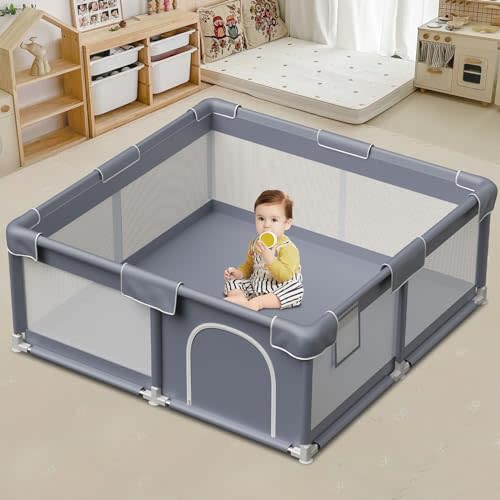 Baby Playpen 50x50 Inch, Playpen for Babies and Toddlers, Baby Play Pen Pin Indoor Play Fence, Without MAT Included