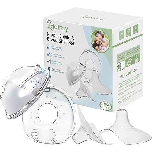 Nipple Shield & Breast Shell for Breast Feeding, Milk Savers Collector Nipple Protector for Breastfeeding Breast Milk Catcher for Breastfeeding Milk Collection Cups (Pack of 4)