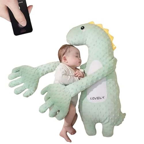 LELEE Soft Dinosaur Baby Patting Pillow with Remote, Soothing Plush Comfort Toy for Bedtime, Gentle Rhythmic Tapping for Infants & Toddlers