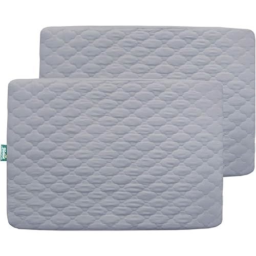 Sheet for Pack and Play Quilted Waterproof Protector, 2 Pack Premium Mattress Pad Cover 39" X 27" Compatible with Graco Pack n Play or Other Playard Mattress, Portable Mini Crib, Gray