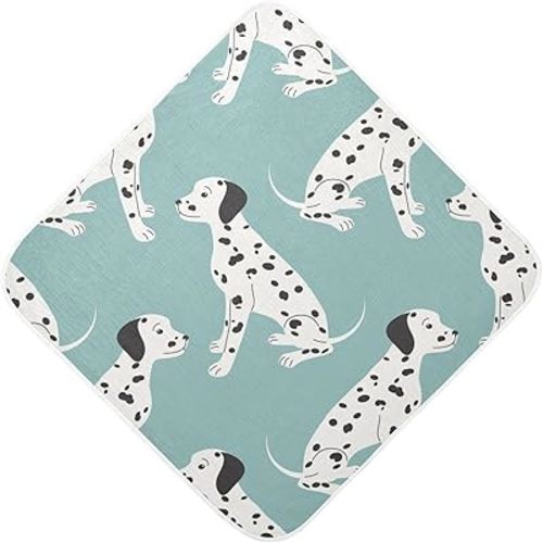 Dalmatian Dogs Hooded Towel - Ultra Soft & Absorbent Muslin Cotton Bath Towel for Babies, Toddlers, Newborn - Boys & Girls Essential 30"x30"