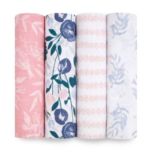 aden + anais essentials Muslin Swaddle Blankets - Flowers Bloom 4pk
