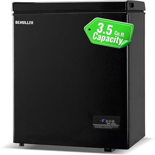 3.5 Cu.ft Chest Freezer with Electronic Panel, Accurate Temperature Display to 1 ℉, Black Deep Freezing Machine with 2 Removable Baskets, Compact Size for Any Space
