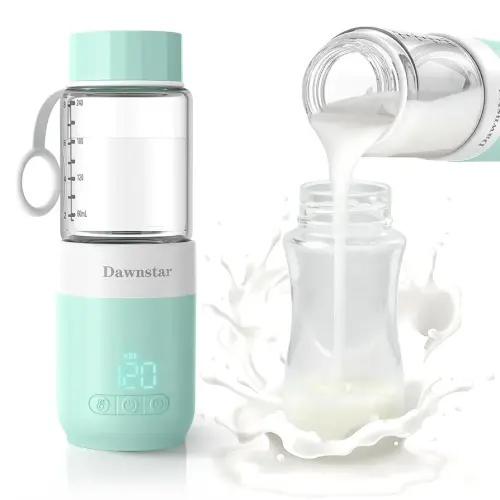 Portable Bottle Warmer for Travel, 8oz Portable Milk Warmer for Breast Milk & Water, Fast Heating & USB-C Rechargeable, Healthy Glass Bottle for Baby