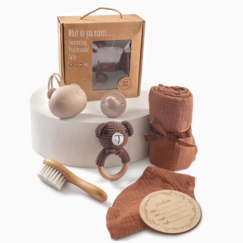 Baby Gift Set for Newborn New Baby Gift Set - Newborn Baby Essentials Baby Bath Set with Baby Blanket Baby Rattle - New Born Baby Girls Gift & Baby Boy Gifts for Baby Shower