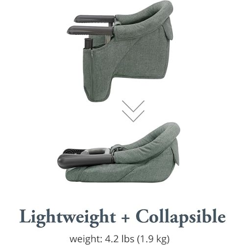 Inglesina Fast Table Chair - Pine Green Melange + Fast Dining Tray - Portable Baby High Chair - for Babies & Toddlers up to 37 lbs - Fits Tables 0.8'' to 3.5'' Thick - Compact - Travel Bag Included