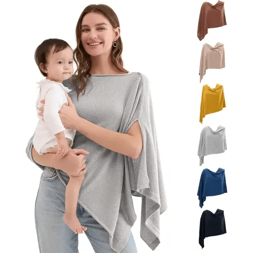 Momcozy Nursing Cover for Breastfeeding, Breathable Soft Privacy Poncho, Multi-Use Nursing Shawl, Portable Breast Feeding Covers for Women, Includes Laundry Bag