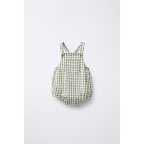 GINGHAM JUMPSUIT - Green / Ecru | ZARA United States