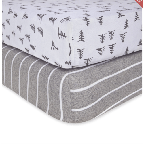 Pine Forest & Stripe Organic Cotton BEESNUG® Fitted Crib Sheet 2 Pack
