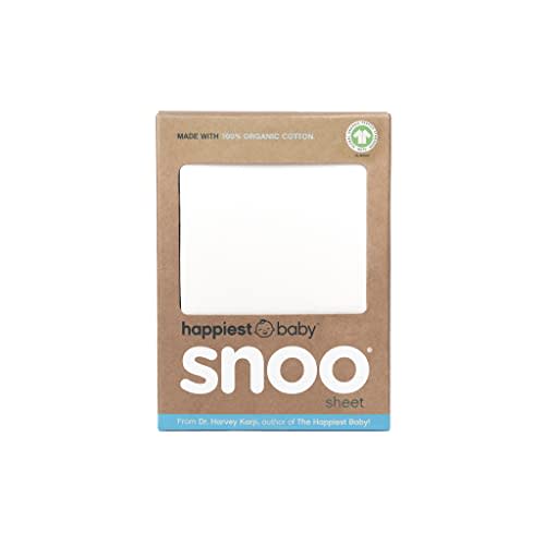 Happiest Baby SNOO Bassinet Fitted Sheet - 100% Organic Cotton Nursery Bedding - Fits SNOO Sleeper Crib Mattress (White)