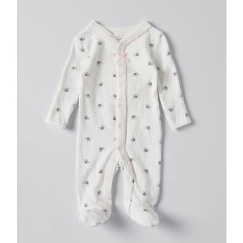 Starting Out Baby Girls Preemie-9 Months Long-Sleeve Elephant Footie Coverall