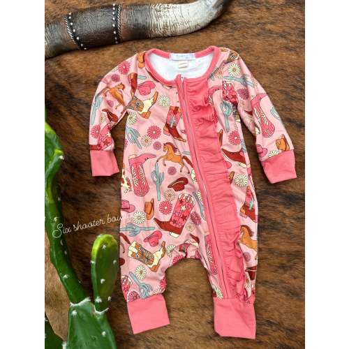 Boho cowgirl ruffle baby sleeper (sale)