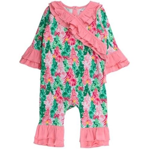 RuffleButts Baby Girls Knit Long Sleeve Ruffle Flare Romper