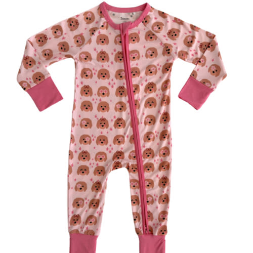 Pink Goldendoodle Zipper Romper – In my Jammers