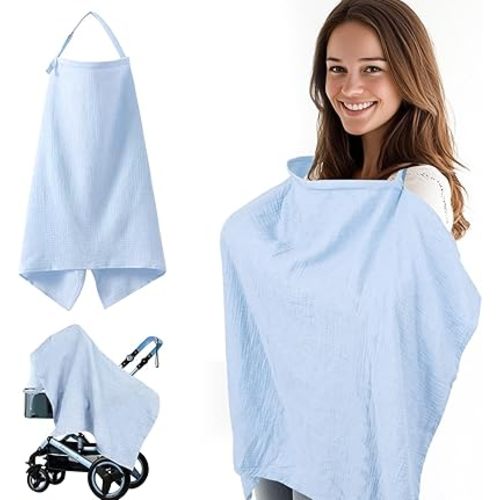 Breastfeeding Nursing Cover, Soft & Breathable Multi-Use Cover for Nursing, Car Seat, Stroller, Shopping Cart & More, Ideal for Travel & On-The-Go Moms