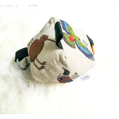 Organic Soft Block Rattle Toy - Watercolour New Zealand Birds - Handmade - Gender Neutral - Baby Gift - Unisex - Baby Shower Gift - NZ Kiwi