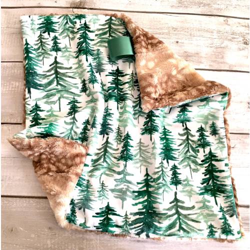 Lovey: Pine Tree Fawn Baby Security Lovey, Minky Cuddle Lovey, Pine Forest Minky Lovey, Rustic Forest Nature Lovey, Fawn Cuddle Lovey, Lovie